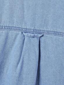 Camisa Vaquera Sencilla De Denim Lavado En Azul Claro Para Adolescentes - Lavado ligero - Ver 4
