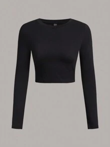 SHEIN EZwear 3pcs/Set Women's Casual Long Sleeve Crew Neck Fitted T-Shirt, Suitable For Spring & Autumn And Winter - Multicolor - View 3