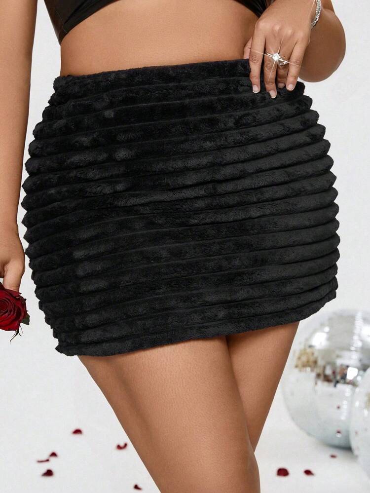 Plus Size Women'S Plush Skirt