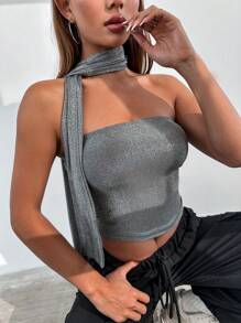 Flirla 閃亮無肩帶上衣