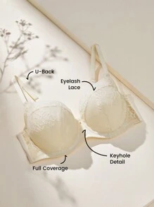 LUVLETTE 内衣全覆盖无衬里花卉蕾丝胸罩 - 白色 - 查看 3