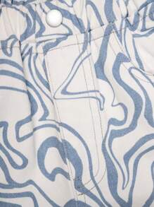 Girls' Loose Printed Jeans For Toddler - Light Wash - View 4