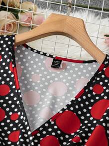 SHEIN Clasi 大尺寸圓點印花裹領連身裙 - 彩色 - 查看 3