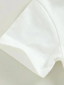 Flirla Plus Size Women'S Slogan Printed Short Sleeve T-Shirt - White - View 3