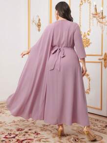 Modelyn Plus Size Floral Embroidery V-Neck Dress