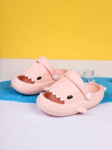 1 Pair Kids' Comfortable Cartoon Shark Design Casual Slip-On Beach/Indoor Breathable Sandals, Summer - Pink - View 2