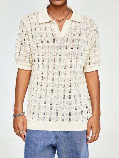 Street Life سترة محبوكة مجوفة اللون للرجال