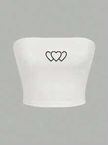 SHEIN EZwear 3 chiếc áo hai dây ngắn in hình trái tim dành cho nữ, ngày lễ tình nhân - Nhiều màu - Xem 5