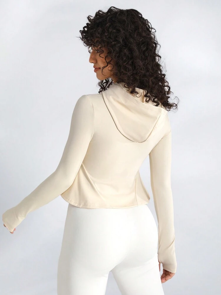 Solid Color Hooded Sports Sweatshirt