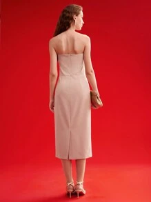 MOTF PREMIUM WOVEN WOMEN'S MULTI-LAYER RUFFLE TRIM STRAPLESS DRESS,VALENTINE'S DAY OUTFIT