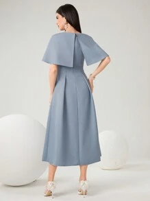 Modelyn 女士圆领褶皱连衣裙长款晚礼服