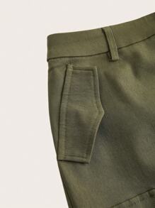 SHEIN EZwear Flap Pocket Side Cargo Skirt - Army Green - View 3
