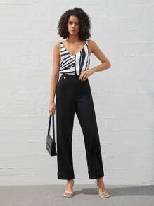 BizChic Women'S Striped Print Tank Top - Black - View 7