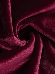 SHEIN Clasi Plus Size Velvet Lantern Sleeve Dress - Burgundy - View 5