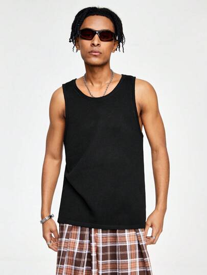 Street Life Men'S Solid Color Round Neck Vest