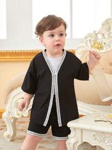 SHEIN 2入組春夏寶寶男童休閒日常穿著套裝 - 彩色 - 查看 5