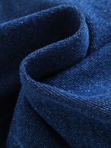 SHEIN 小男孩卡通標語印花牛仔褲 - 深色水洗藍 - 查看 7