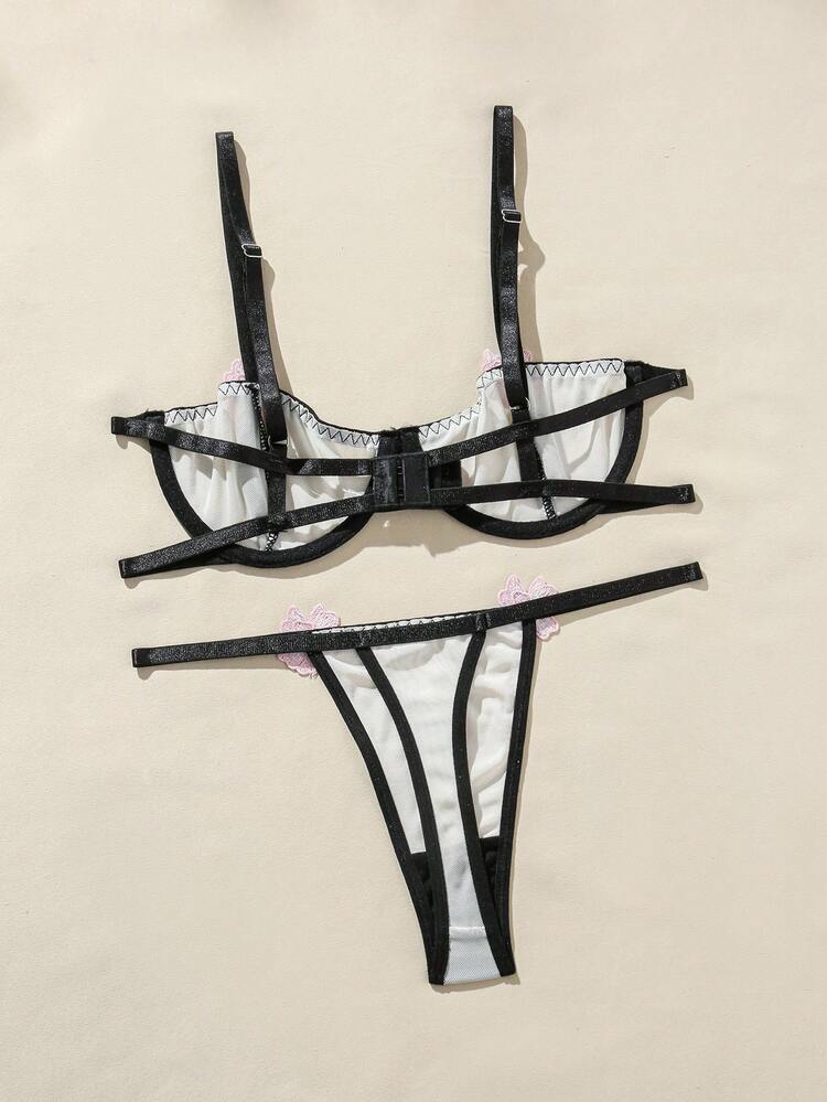 Women'S Sexy Bra And Panty Set With Underwire, 2pcs