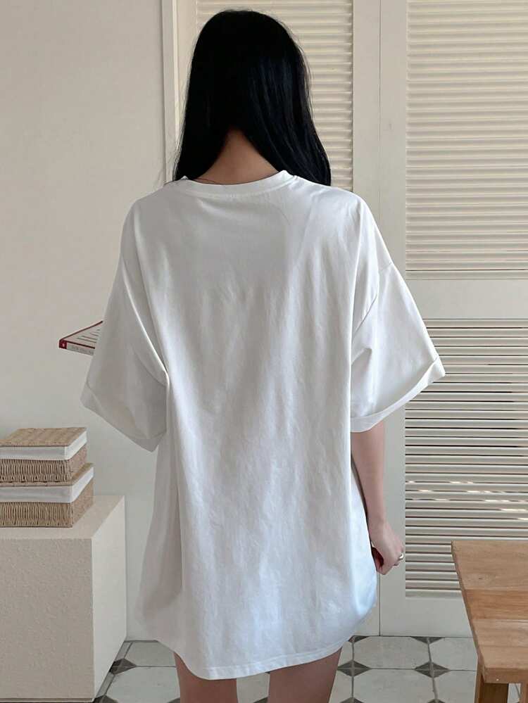 Women's Solid Color Round Neck Super Loose T-Shirt Oversized Tshirt