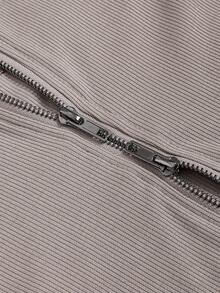 ROMWE Grunge Punk Women's Colorblock Contrast Stitching Long Sleeve T-Shirt - Khaki - View 4