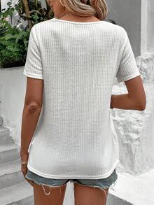 SHEIN LUNE Chất rắn Có màu sắc Vắt Áo thun - trắng - Xem 2