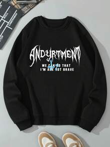 Men'S Slogan Printed Pullover Sweatshirt