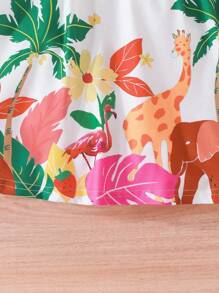 Baby Girl Animal & Tropical Print Dress - White - View 3