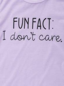 Áo thun ngắn tay in khẩu hiệu thường ngày của cô gái tuổi teen mùa hè - Màu tím - Xem 3