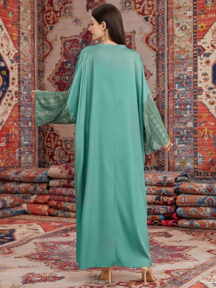 Floral Patchwork Batwing Sleeve Dress For Women