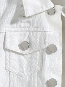 Chaqueta vaquera blanca casual rasgada para niño joven - Blanco - Ver 3