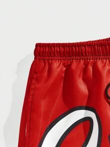 ROMWE MEN Prep Mäns brev- och stjärntryck basketshorts, skola - Multifärgad - Visa 4
