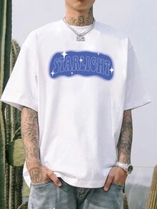 Manfinity Hypemode 男士字母印花圓領短袖t恤 - 白色 - 查看 1