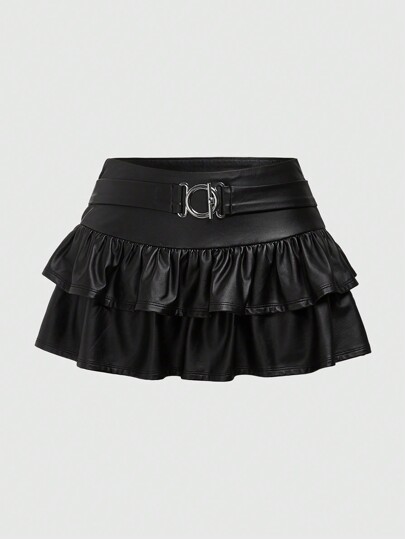 Ladies' Double Layer Ruffle Hem Skirt, School