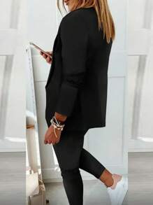 SHEIN Clasi Traje Casual De Color Sólido - Negro - Ver 8