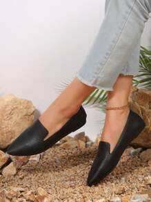 女士時尚舒適的蛇紋紋路無鞋帶平底鞋,隨機印花,黑色 - 黑色 - 查看 3