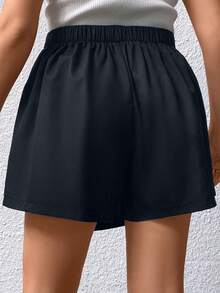 SHEIN Privé Kích thước lớn Của phụ nữ Viền không đối xứng Skorts - Màu xanh hải quân - Xem 2