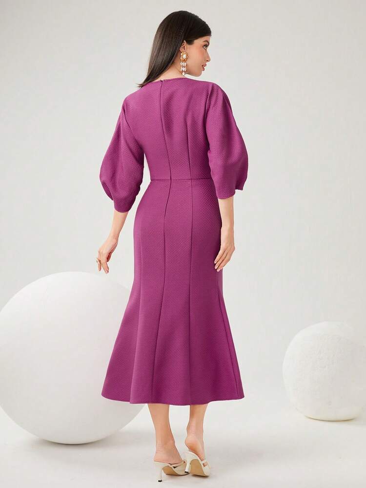 Women'S Lantern Sleeve Mermaid Hem Dress Long Evening Dresses