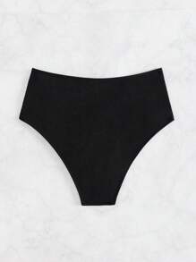 SHEIN Swim Summer Beach Women's Side Twist Ribbed Bikini Bottom - Black - View 2