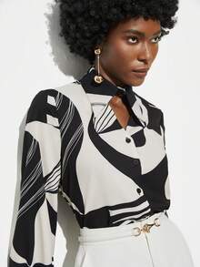 Maija 女裝幾何圖案長袖襯衫