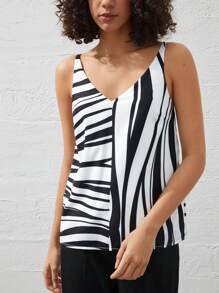 BizChic Women'S Striped Print Tank Top - Black - View 4