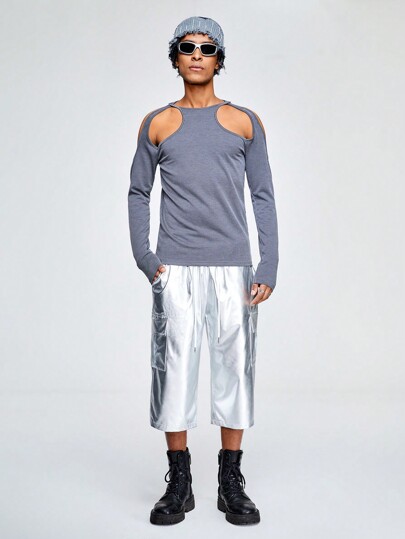 ROMWE Avant Camiseta Larga Ajustada De Manga Larga Para Hombre Adecuada Para Primavera Y Verano