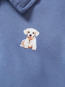 SHEIN 年轻男孩运动 Polo 衫和格子图案短裤套装（带渔夫帽），2 件套，适合夏季 - 藍色 - 查看 8