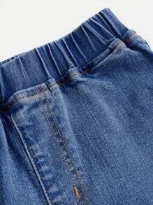 SHEIN Girlism Pantalones Vaqueros Acampanados De Cintura Elástica Para Niñas Preadolescentes