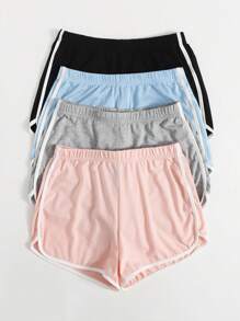 SHEIN LUNE 拼色邊緣短褲 - 彩色 - 查看 3