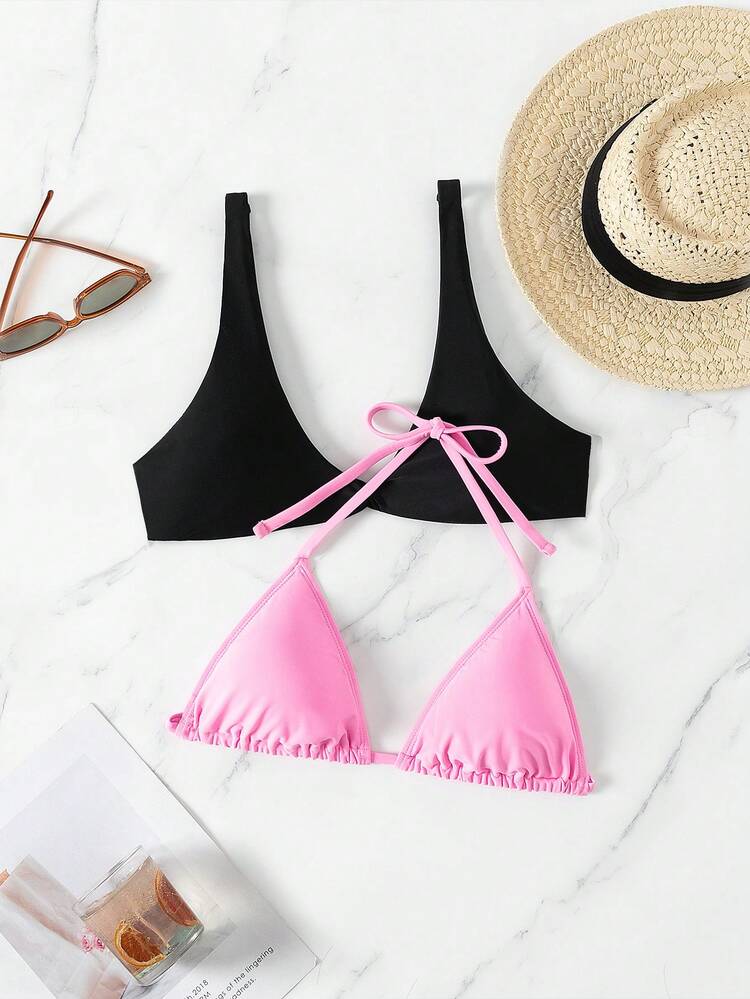 Summer Women's Solid Color Bikini Top Valentine