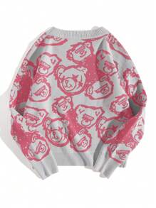 Lunelith SHEIN Lunessa Cartoon Pattern Long Sleeve Sweater Knit Pullover Fall Winter Outfit