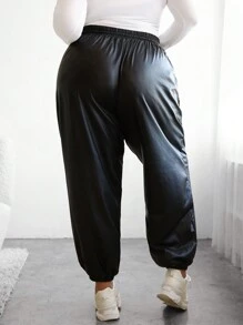 SHEIN CURVE+ Hơn Eo dây rút Quần thả đũng quần - Màu Tím - Xem 2