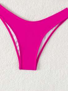 SHEIN Swim Summer Women'S Hollow Out Strapless Two-Piece Bikini Set - Hot Pink - View 5