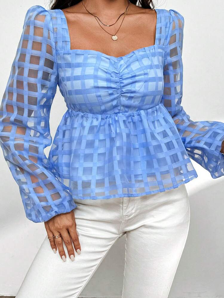 Women'S Blue Plaid Shirt