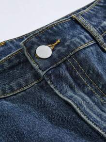 ROMWE MEN Street Life Nam quần ống rộng Quần short Denim , Denim mùa giặt - Màu xanh lam - Xem 3
